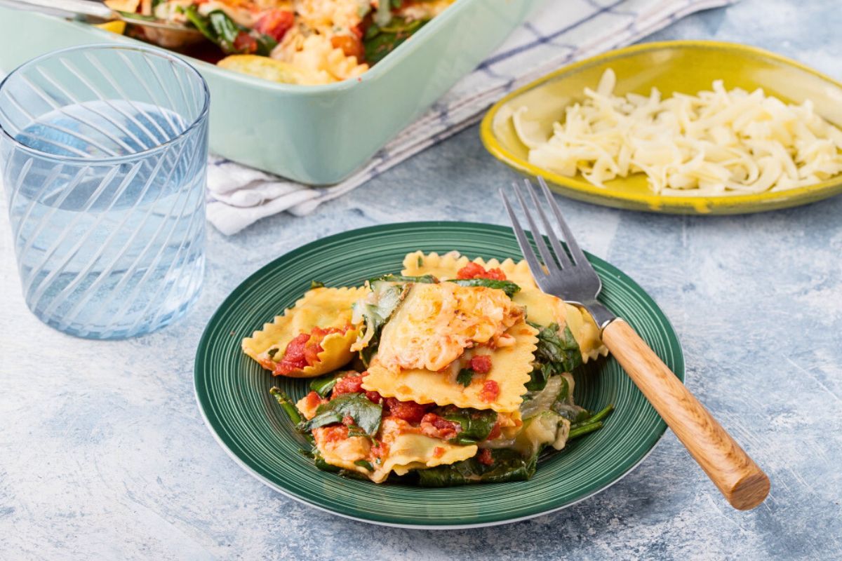 Baked Ravioli with Spinach