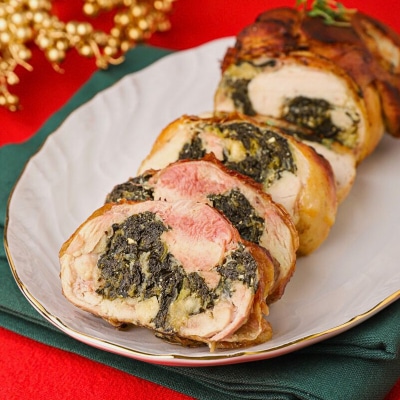 Chicken Roll with Spinach Pie Filling