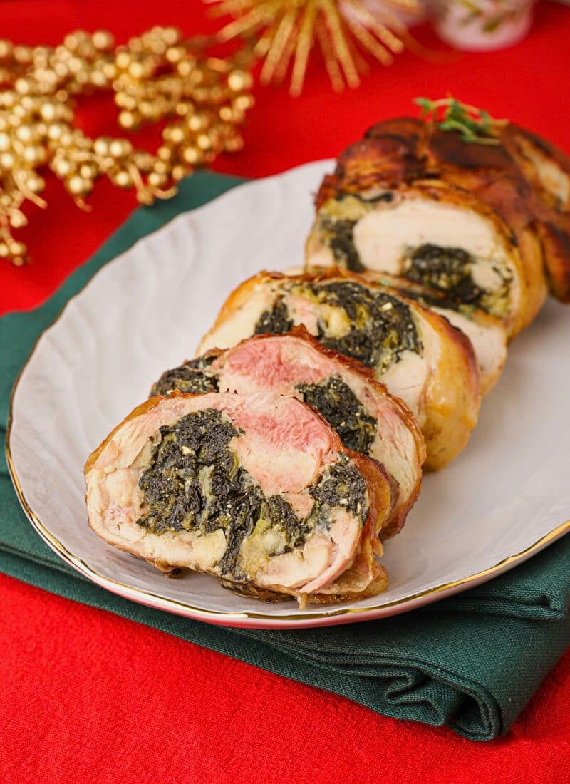 Greek-Style Chicken Roulade w/ Spinach & Feta Cheese