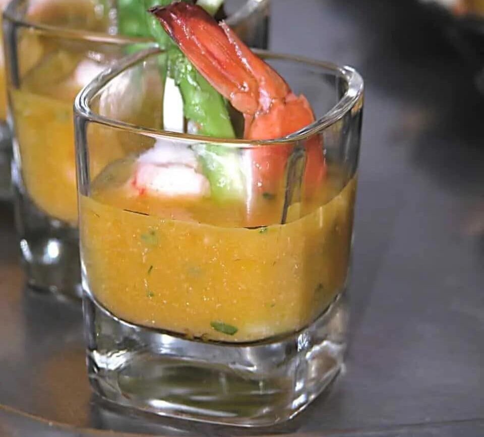 Prawns in Carrot, Lime and Cilantro Dip