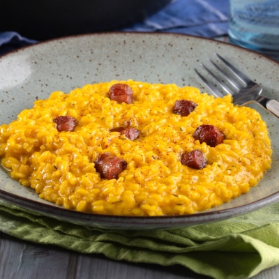 Risotto Milanese with Sausages
