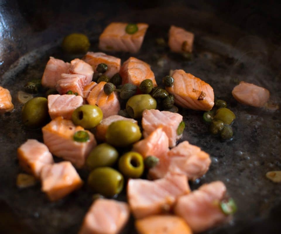 pan seared salmon with capers and olives