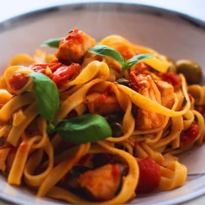 Salmon and Olive Tagliatelle