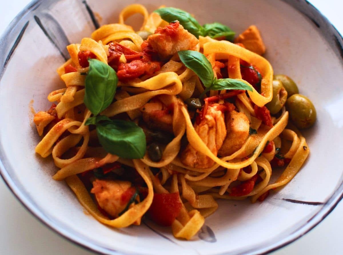 Salmon and Olive Tagliatelle
