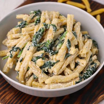 Skioufichta (Cretan Pasta) with Spinach and Yogurt