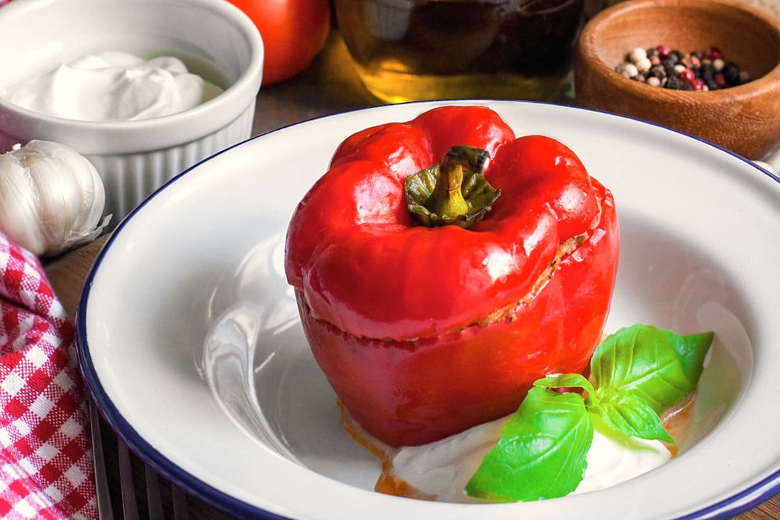 Stuffed Peppers in Tomato Cream Sauce