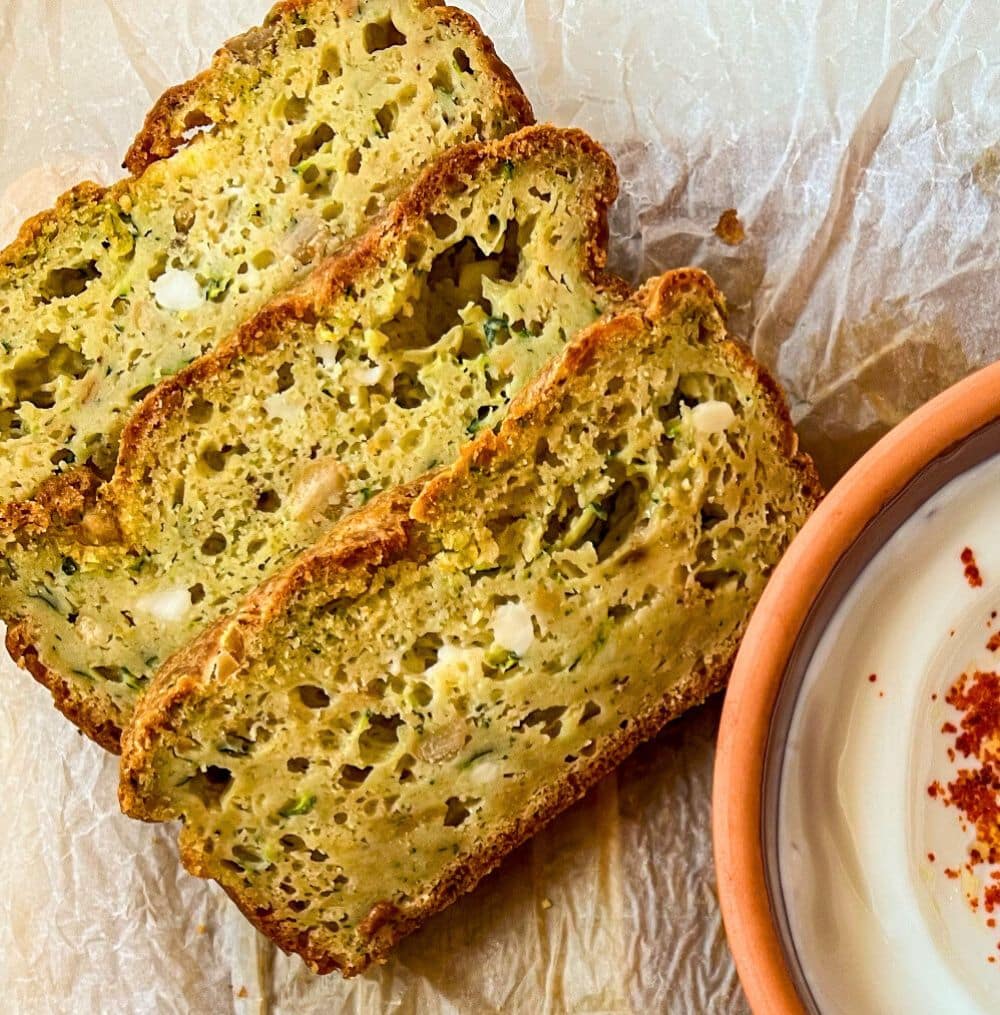Zucchini Quick Bread w Garlic Labna